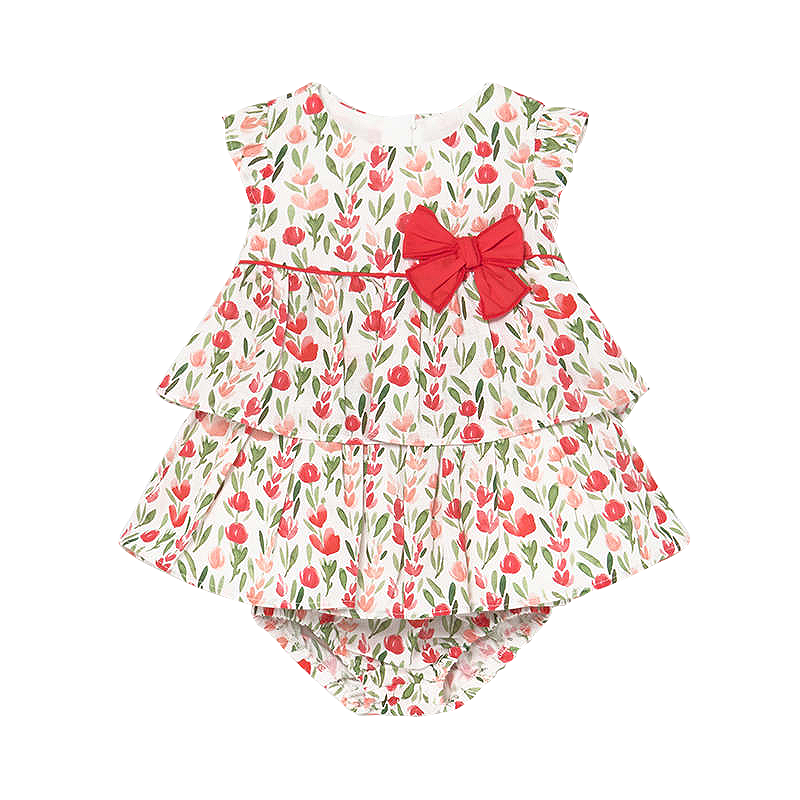Rochie imprimeu - maci + chilotei - Mayoral 12 luni