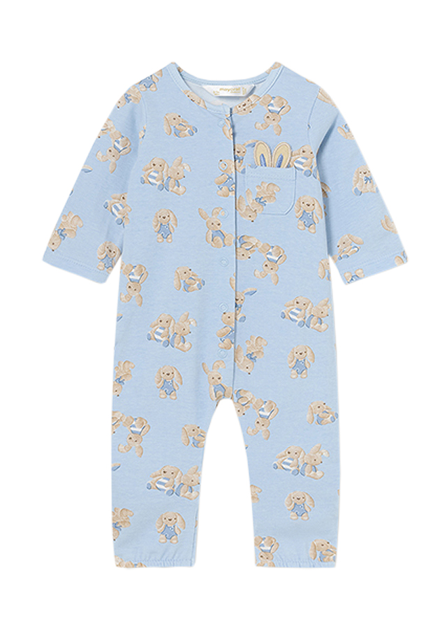 Salopeta (Pijama) BLEU  si  imprimeu iepurasi Better Cotton - Mayoral   1-2 luni (60 cm)