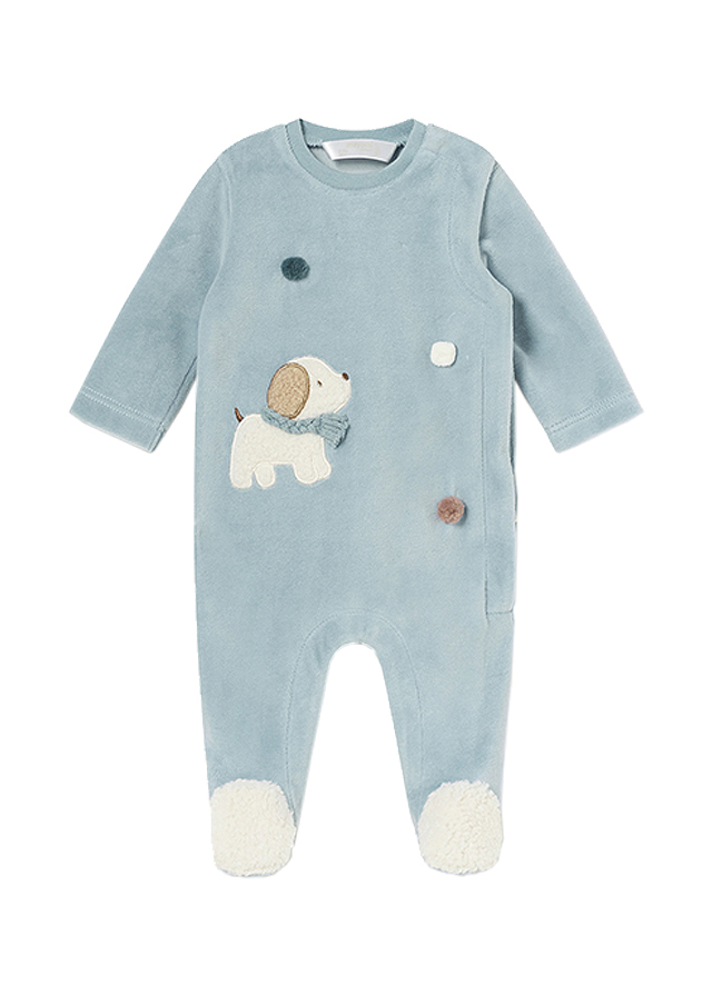 Salopeta (pijama) catifelata - bleu - Mayoral  6-9 luni