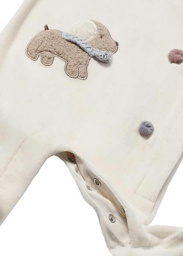 Salopeta (pijama) catifelata - crem - Mayoral   4-6 luni, [2],bestfam.ro