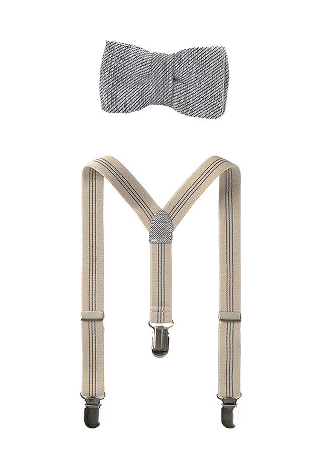 Set - Bretele + papion - bej / gri - Mayoral 24 luni