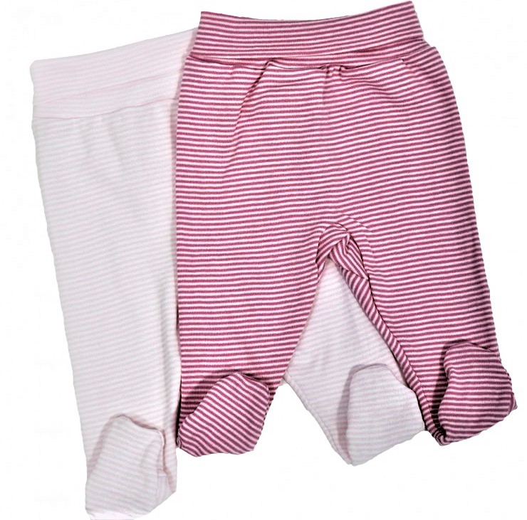 Set 2 pantaloni cu botosi  - Dungute roz / rosu 6 luni
