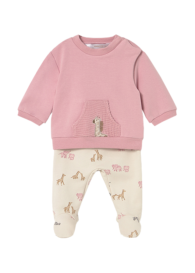 Set 2 piese - Bluza+pantaloni - roz/crem - Mayoral  12 luni