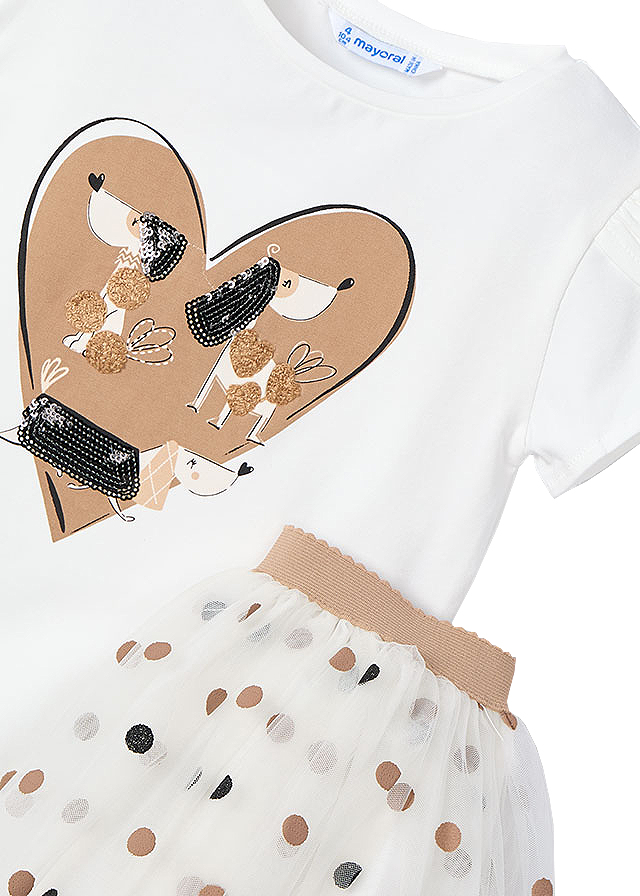 Set 2 piese - Fusta tul+tricou - catei - Mayoral   6 ani, [3],bestfam.ro