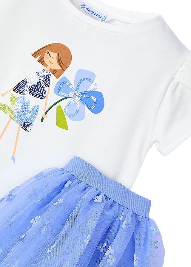 Set 2 piese - Fusta tul+tricou - flori - Mayoral, [4],bestfam.ro