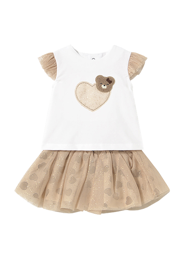 Set 2 piese - Fusta tul+tricou - inimioara - Mayoral   18 luni