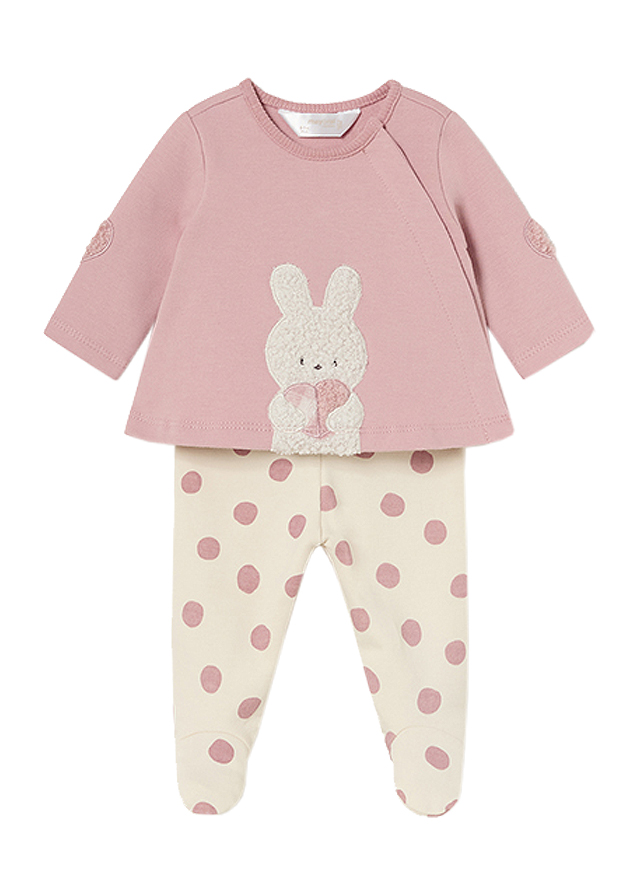 Set 2 piese - Pantaloni cu botosei + Bluza - Iepurasi - Mayoral  4-6 luni