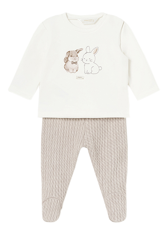 Set 2 piese - Pantaloni cu botosei + Bluza - Maro - Mayoral  4-6 luni