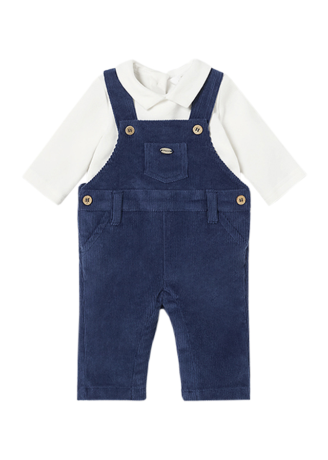 Set 2 piese - Salopeta velur cu bretele + bluza cu maneca lunga si guler - Mayoral    18 luni (86 cm)