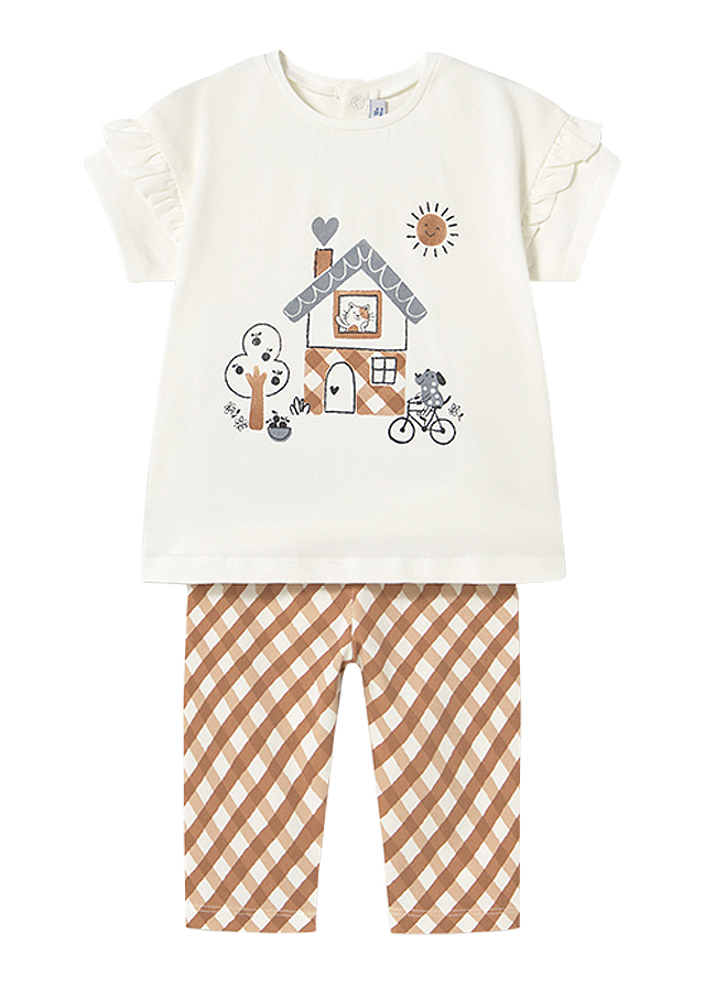 Set 2 piese - Tricou cu volanas+colanti - casuta - Mayoral  4 ani