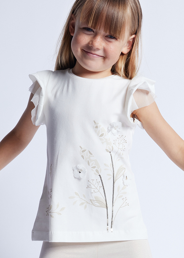 Set 2 piese alb Girl Better Cotton, bluza+pantaloni - Mayoral  7 ani (122 cm)