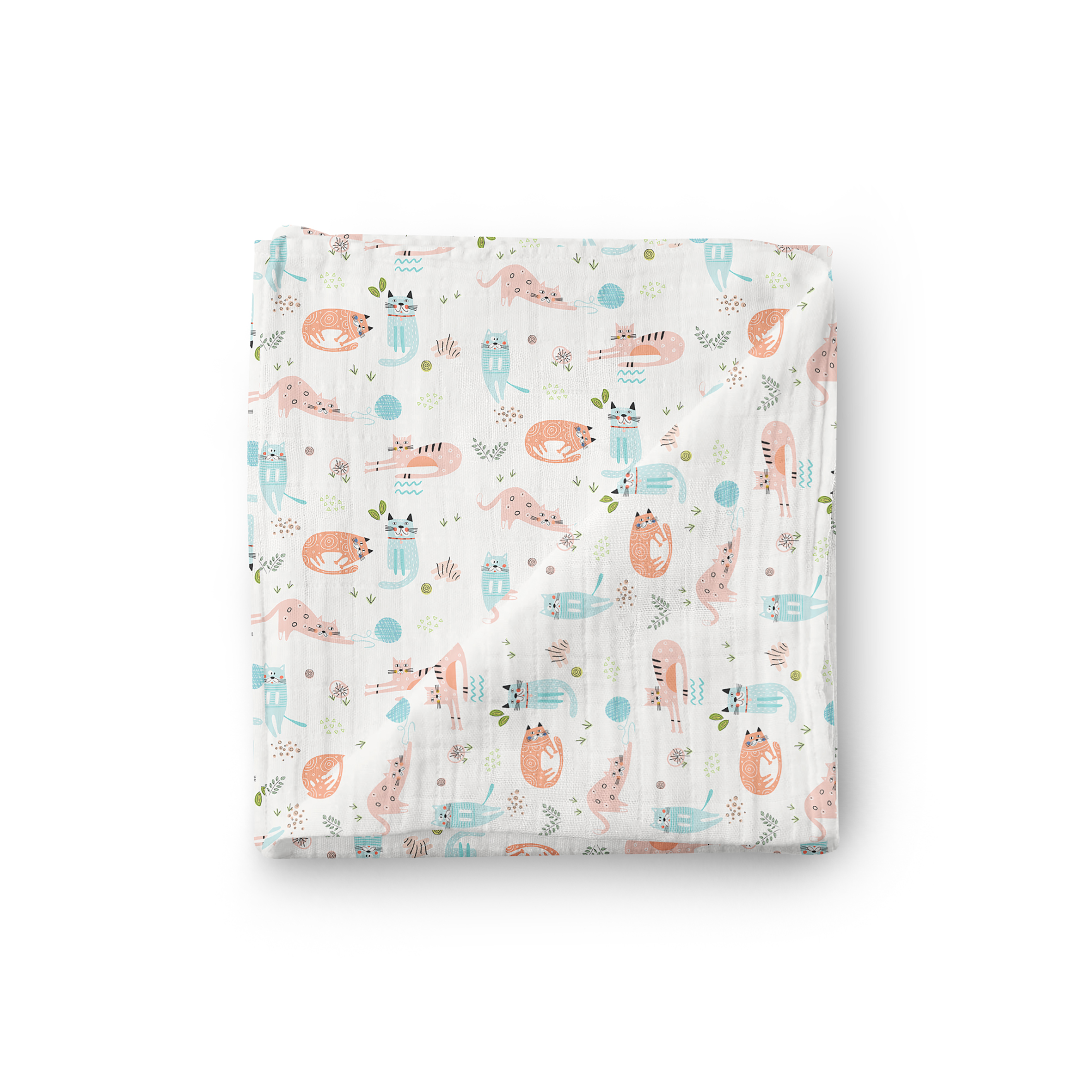 Set 2 scutece muselina organica My Cats& Dogs - Buva, [9],bestfam.ro