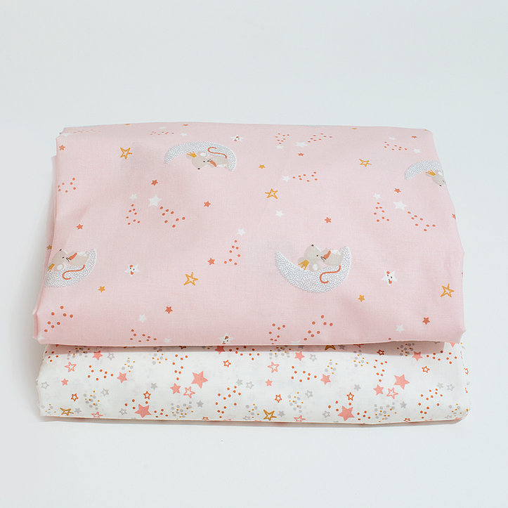 Set 2 cearceafuri patut bumbac organic Mouse in Blush - Buva, [2],bestfam.ro