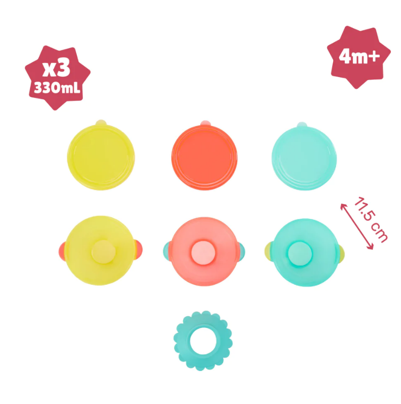 Set 3 boluri colorate pentru mancare, cu suport inclus, [2],bestfam.ro