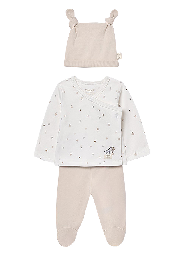 Set 3 piese - Bluza+pantaloni+caciulita - alb/crem - Mayoral  1-2 luni