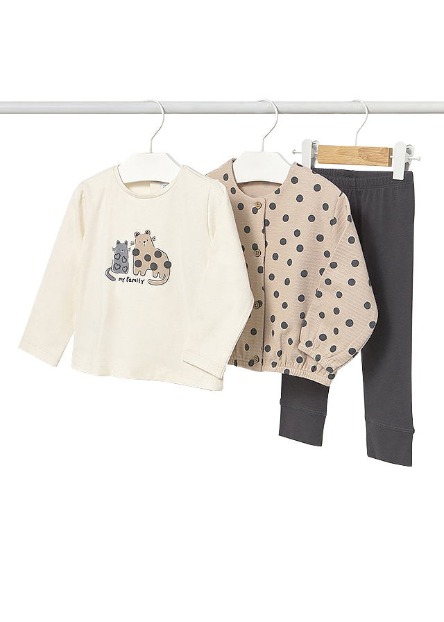 Set 3 piese - Pulover+bluza+colanti - bej - Mayoral  4 ani, [2],bestfam.ro
