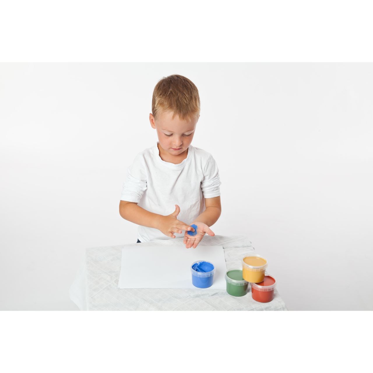 Set 4 culori vopsea organica pentru degete, pentru copii, 2 ani+, pentru pictat direct cu palma sau talpa, Gruenspecht 691-00, [5],bestfam.ro