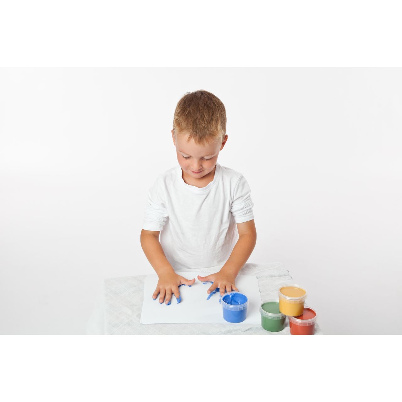 Set 4 culori vopsea organica pentru degete, pentru copii, 2 ani+, pentru pictat direct cu palma sau talpa, Gruenspecht 691-00, [6],bestfam.ro