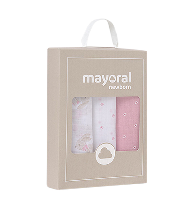 Set cadou - 3 museline iepurasi - roz - Mayoral