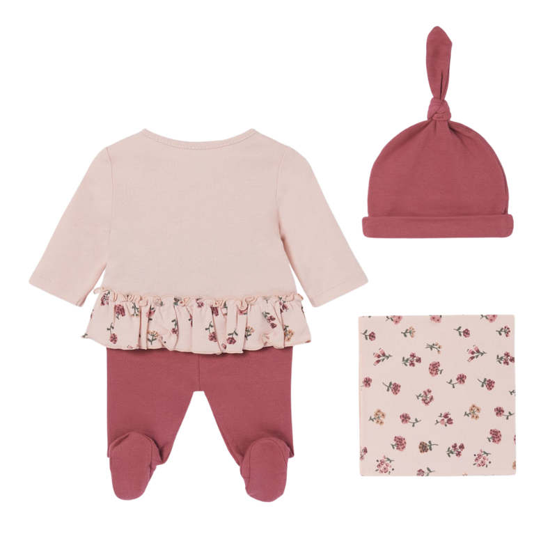 Set cadou 4 piese ECOFRIENDS bebe Flori 1-2 luni, [2],bestfam.ro