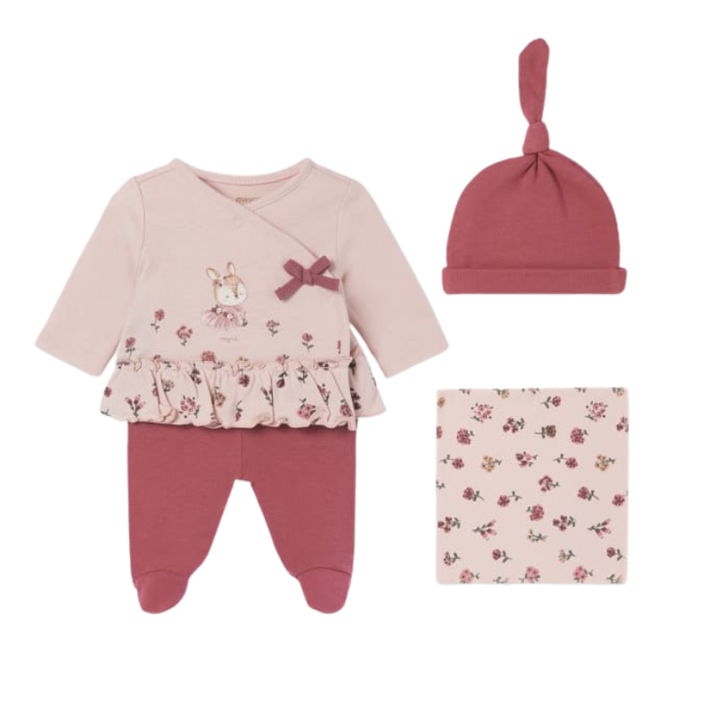 Set cadou 4 piese ECOFRIENDS bebe Flori 1-2 luni, [3],bestfam.ro