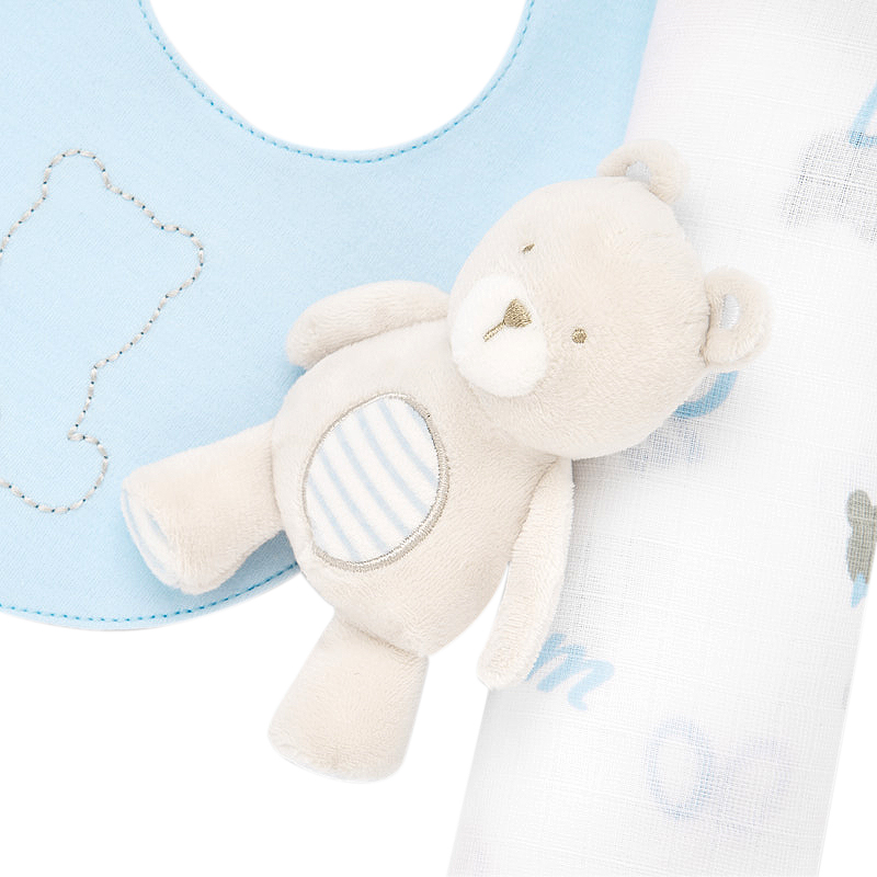 Set cadou - muselina, bavetica si ursulet - bleu - Mayoral, [2],bestfam.ro