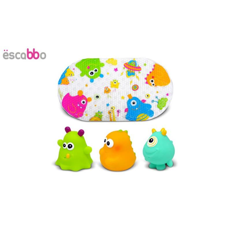 Set covoras si 3 jucarii de baie Monstruleti ESCABBO 37025, [2],bestfam.ro