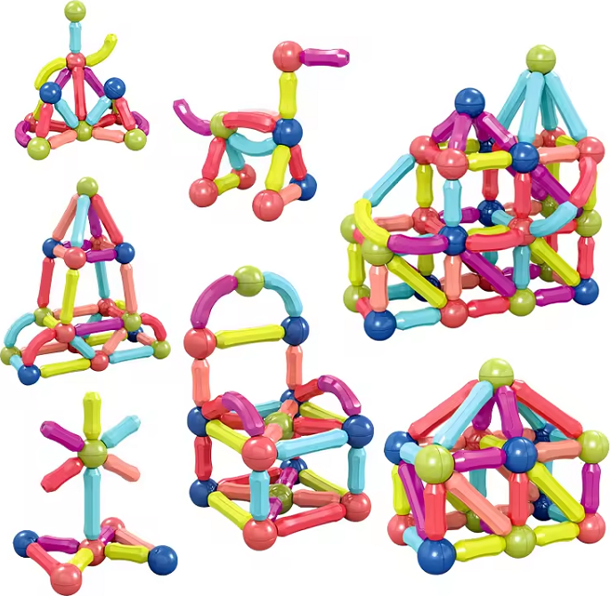 Set de constructie magnetic - Forme 3D (84 piese), [2],bestfam.ro