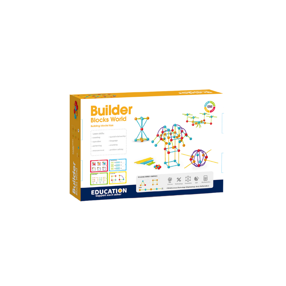 Set de constructie STEAM - Forme 3D ( 140 piese), [5],bestfam.ro