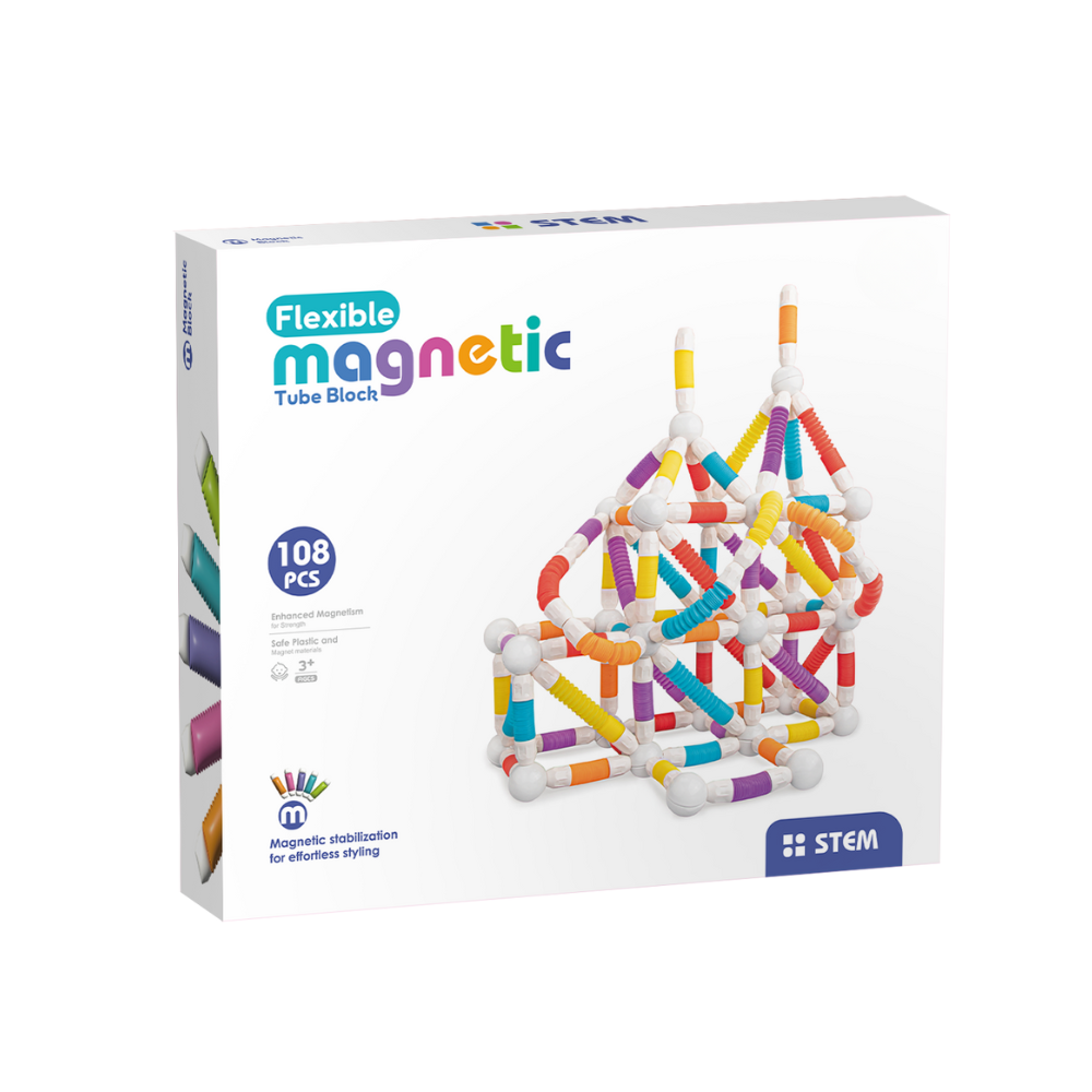 Set de constructie STEM magnetic -  Tuburi flexibile (108 piese)