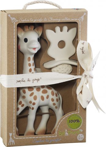 Set Girafa Sophie + figurina din cauciuc pentru rontait - So pure - Sophie la Girafe