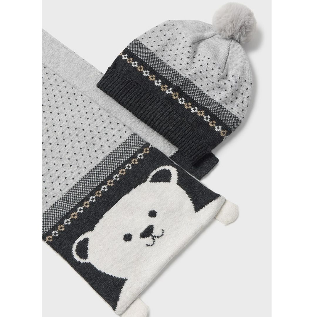 Set Gri caciula si fular ursulet bebe  - Mayoral, [3],bestfam.ro