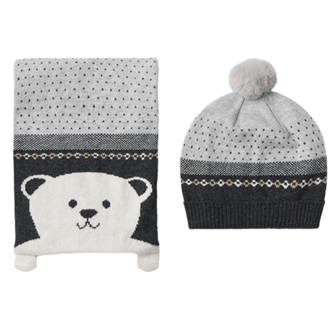 Set Gri caciula si fular ursulet bebe  - Mayoral    12 luni (80 cm), [2],bestfam.ro