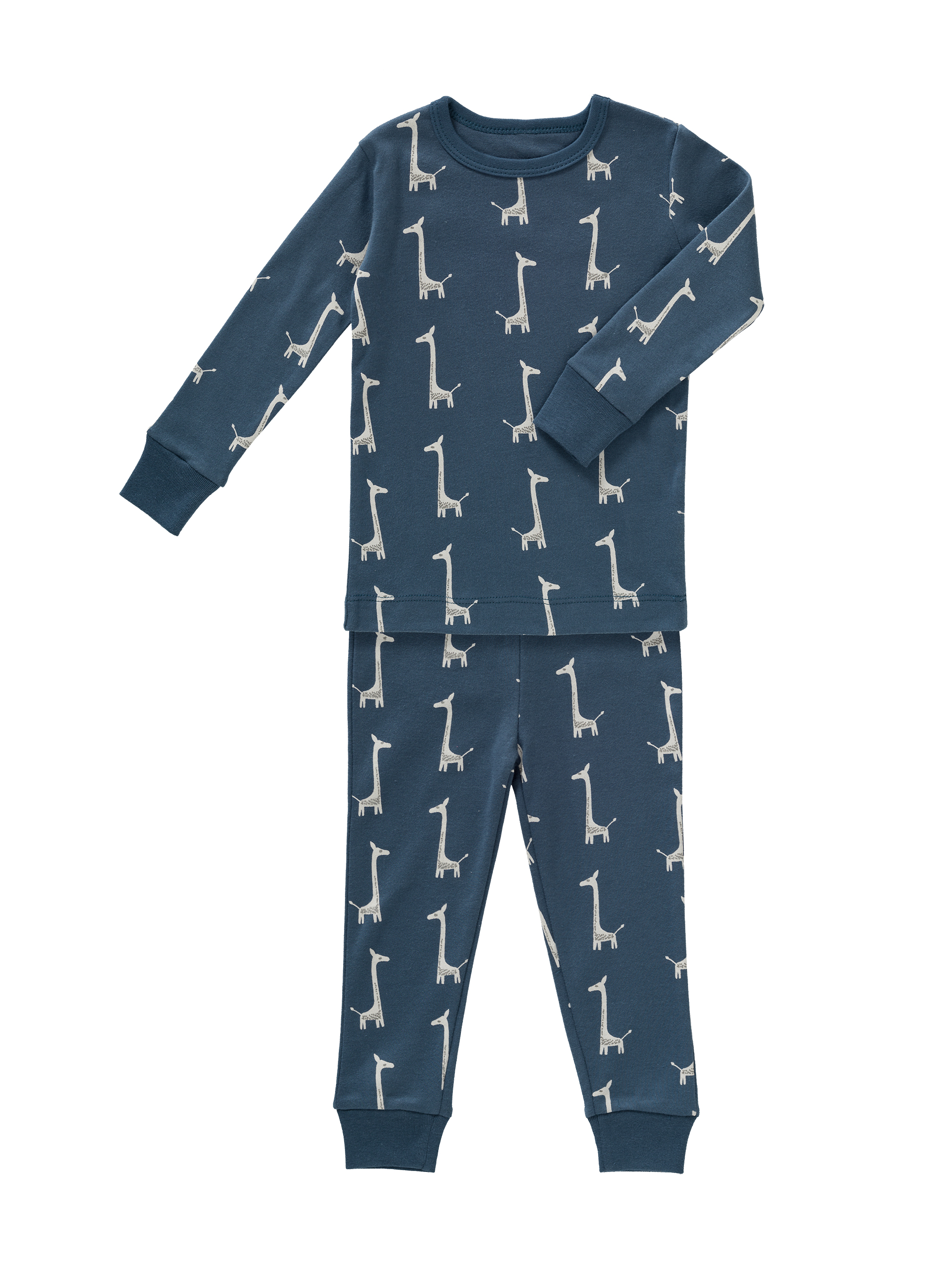 Set pijama pentru băieți, din bumbac organic, model Giraf
