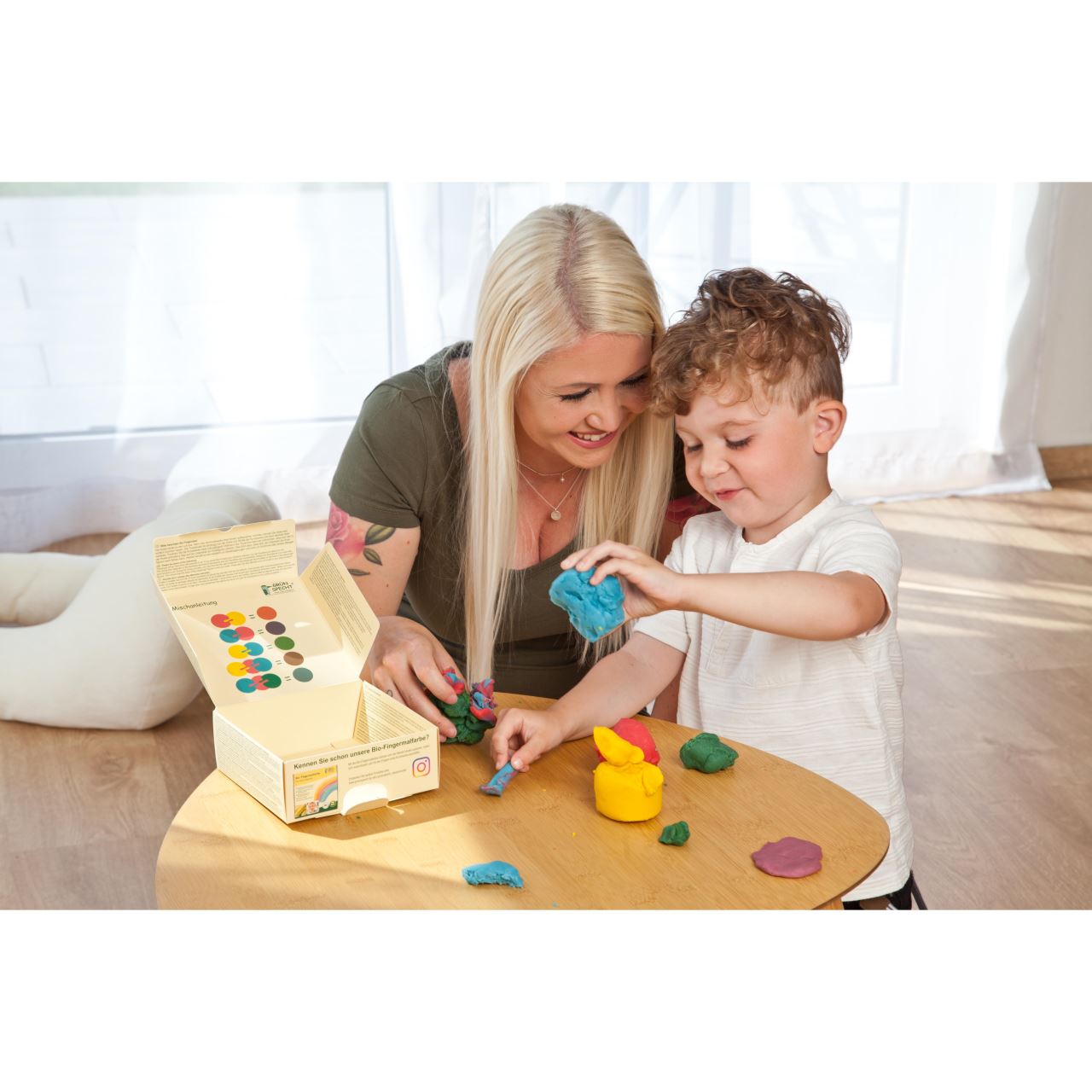 Set Plastilina organica, pentru copii, 2 ani+, la tub, 4 culori, moale, nelipicioasa, usor de modelat, Grunspecht 680-00, [14],bestfam.ro