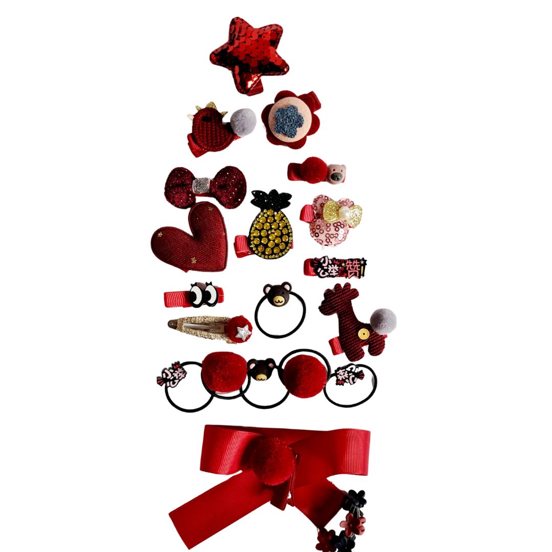 Set Rosu 24 de accesorii pentru par - Drool, [4],bestfam.ro
