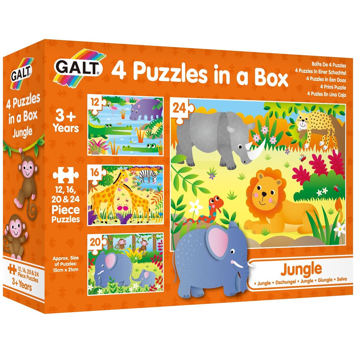 Set 4 puzzle-uri Jungla (12, 16, 20, 24 piese)