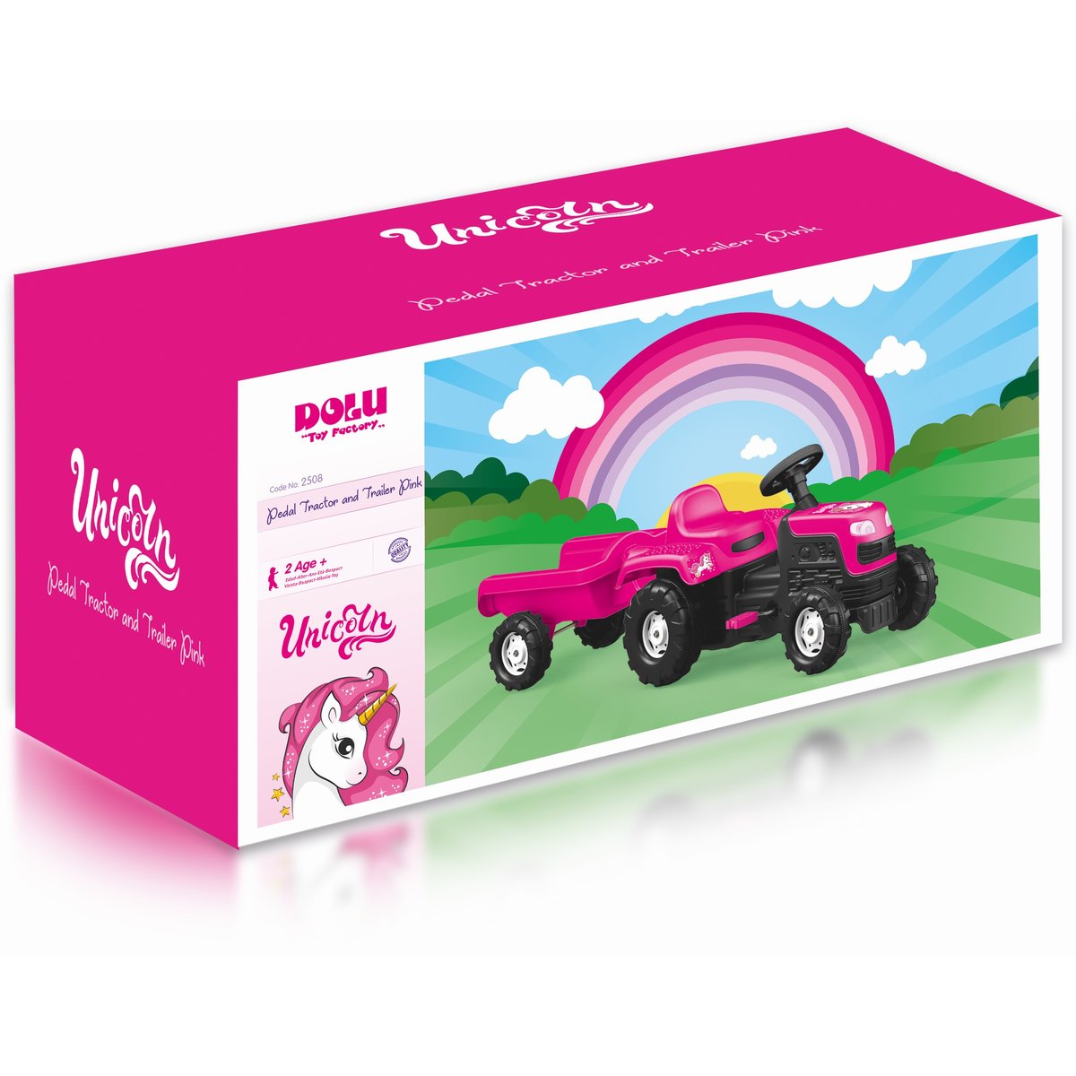 Tractor cu pedale si remorca - ROZ -Unicorn, [2],bestfam.ro