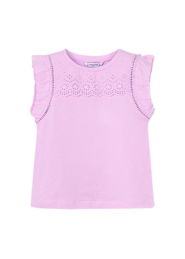 Tricou fara maneci cu perforatii si volane - mov - Mayoral