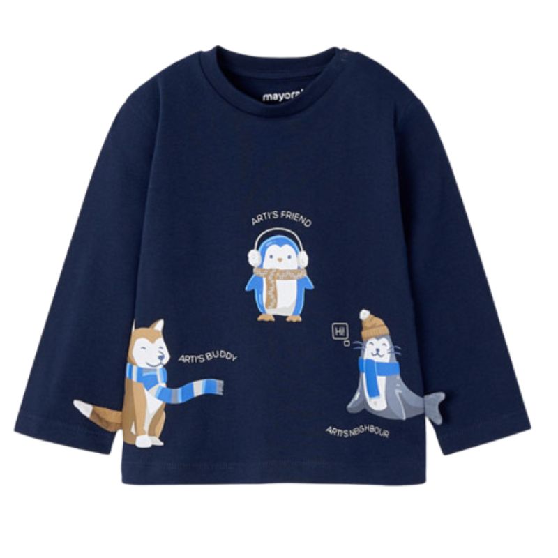 Tricou maneca lunga - Animale polare - Mayoral 18 luni