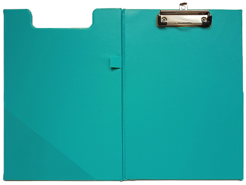 Clipboard carton plastifiat dublu, A4 (307*219mm), cu agatatoare, buzunar si suport pix, Willgo - turquoise
