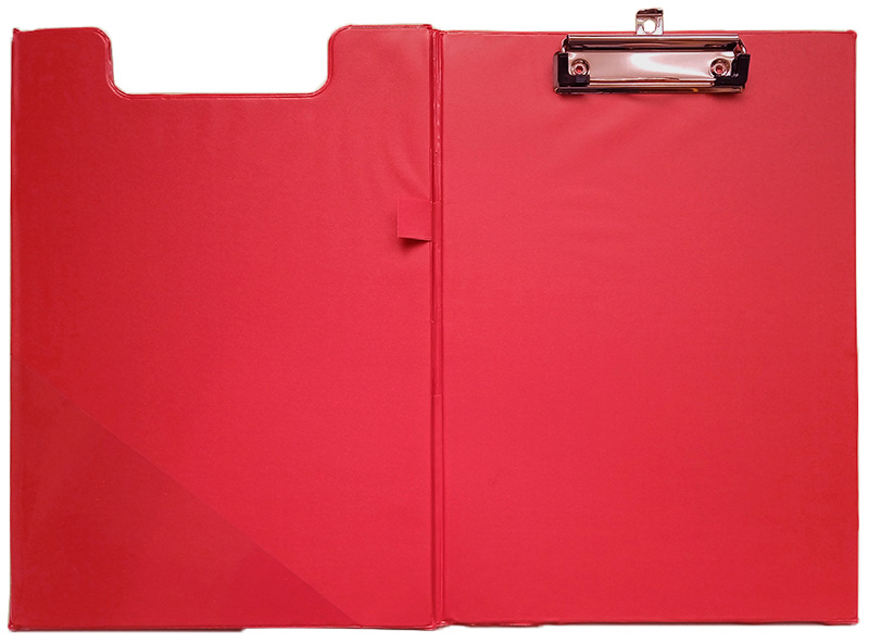 Clipboard carton plastifiat dublu, A4 (307*219mm), cu agatatoare, buzunar si suport pix, Willgo - rosu