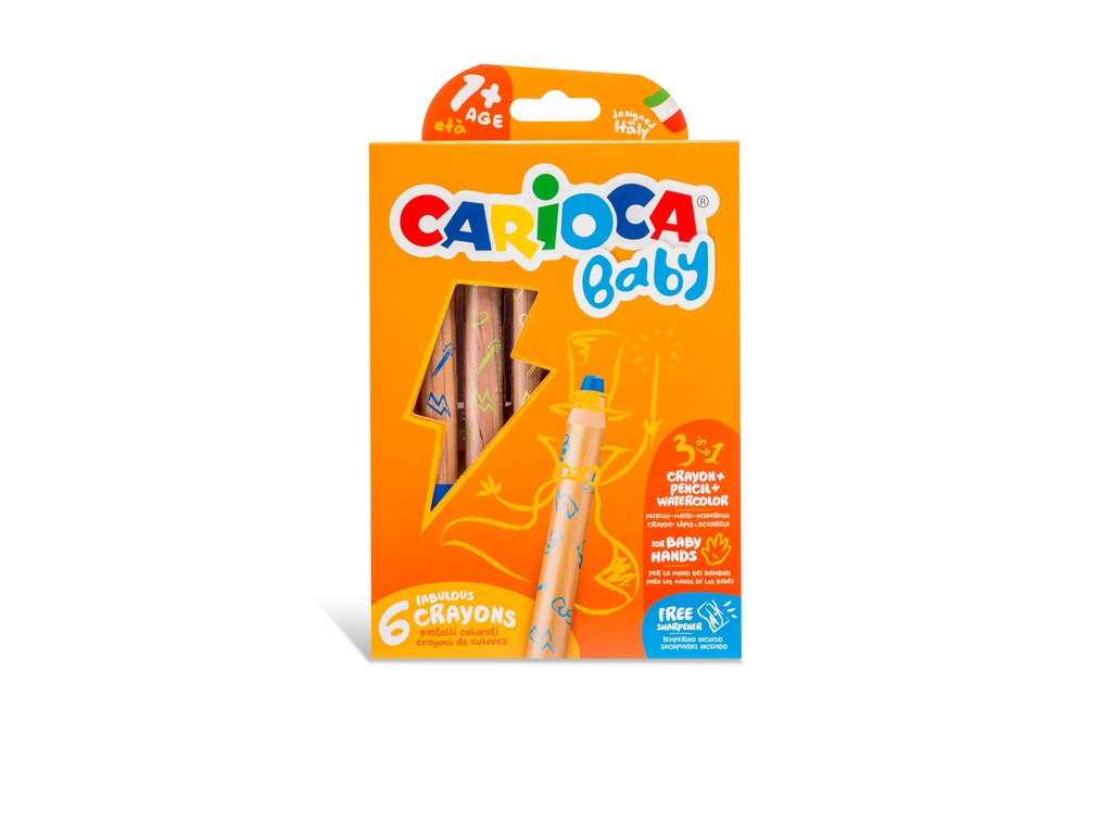 baby nest Carioca Creioane color 3 in 1 baby 1+ carioca, 6/set