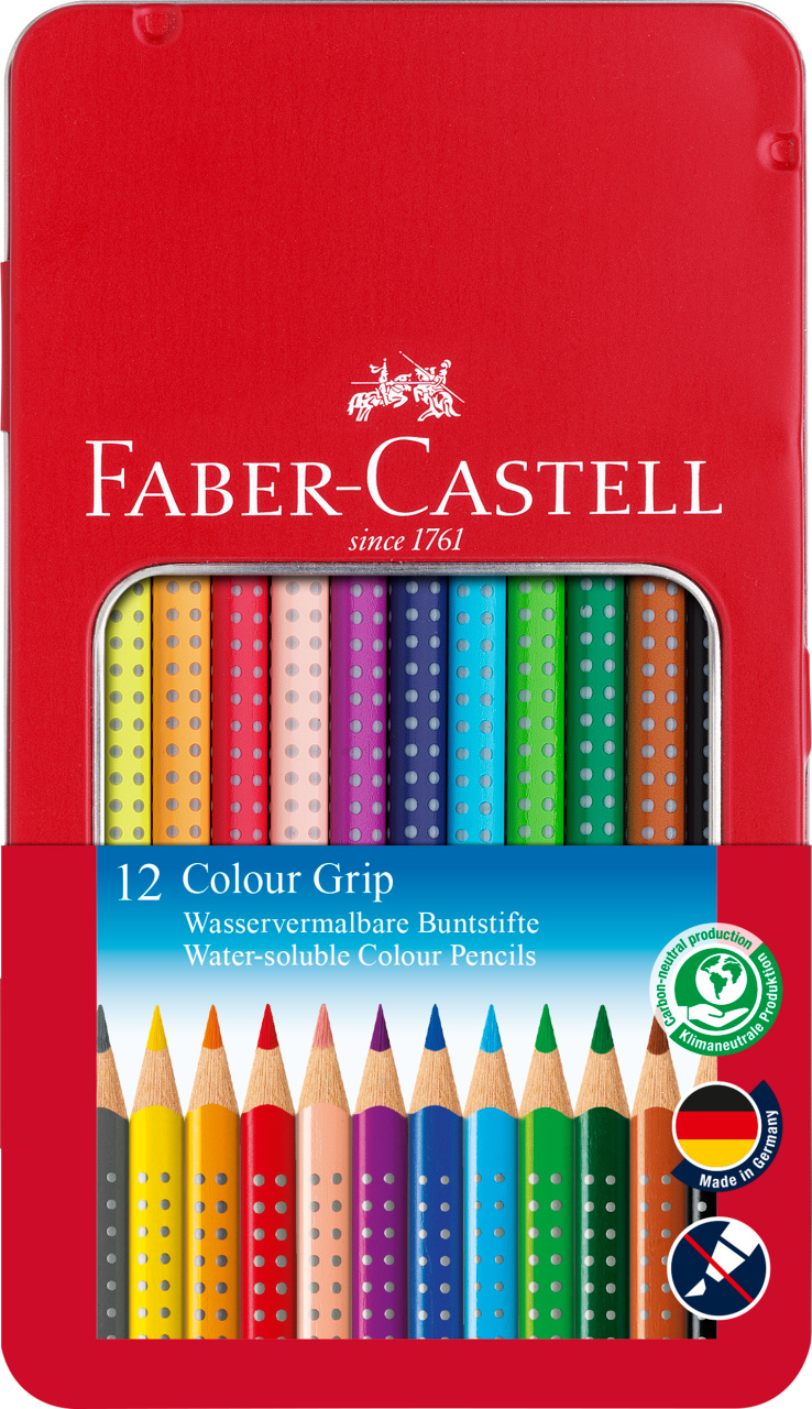 CREIOANE COLORATE 12 CULORI CUTIE METAL GRIP 2001 FABER-CASTELL