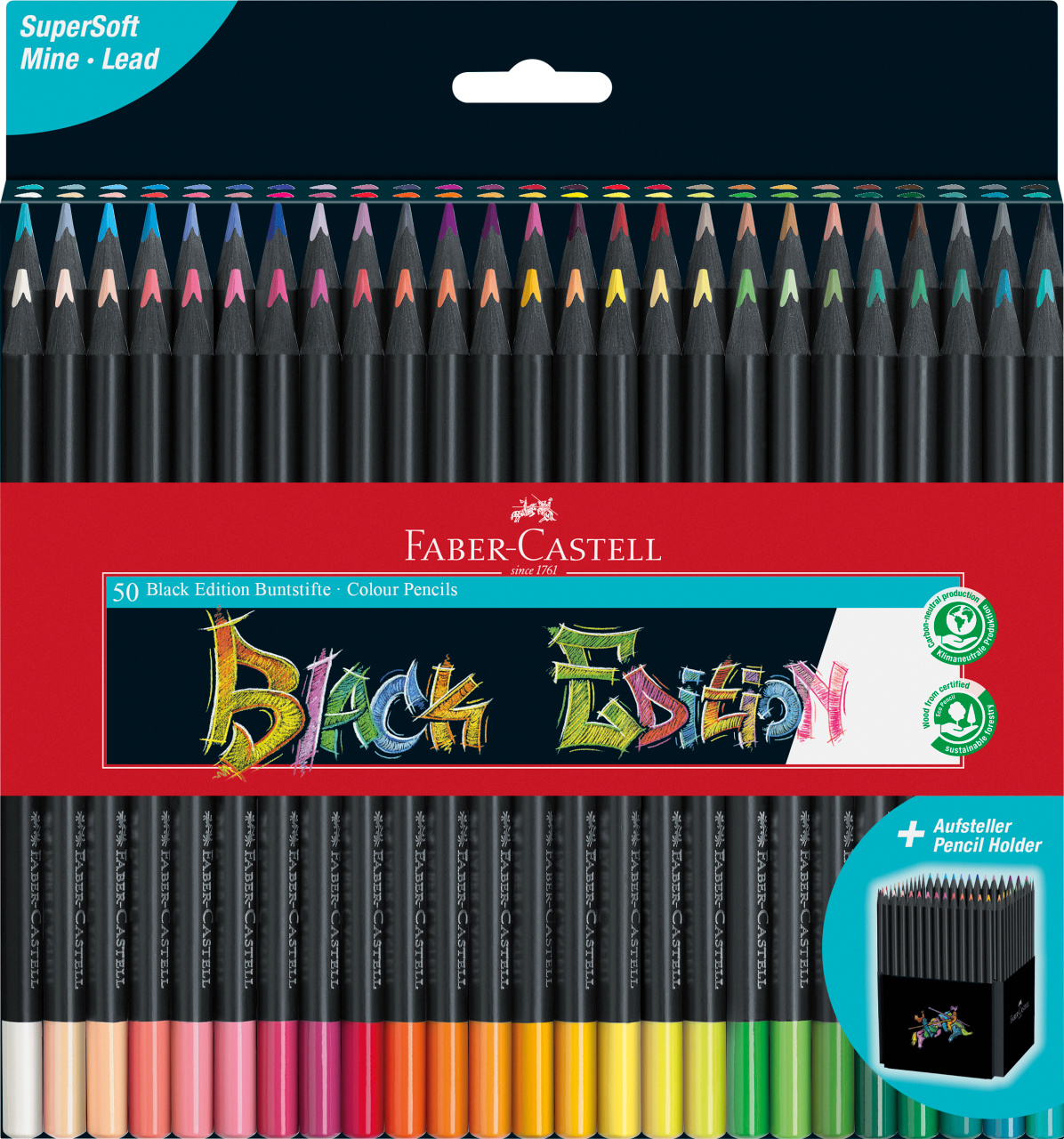 CREIOANE COLORATE 50 CULORI BLACK EDITION FABER-CASTELL