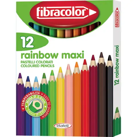 Fibracolor Fibracolor Creioane colorate fibracolor rainbow maxi, 12 culori