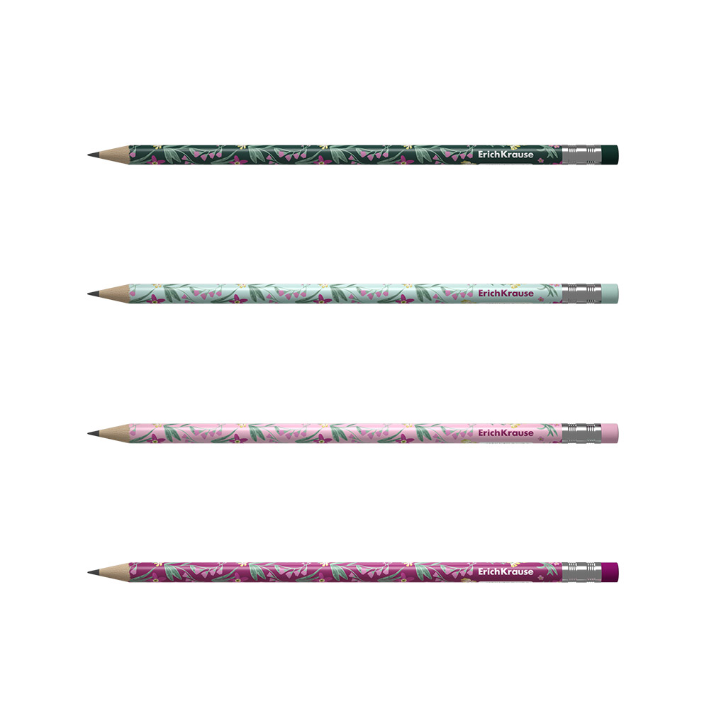 ErichKrause ErichKrause Creion grafit erichkrause floral soul , cu radiera 42/cutie, 2688/bax
