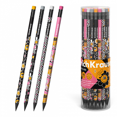 ErichKrause ErichKrause Creion grafit erichkrause positive vibe cu radiera 42/cutie, 2688/bax
