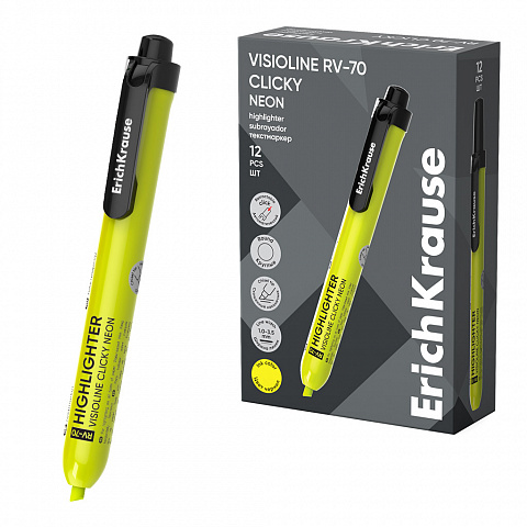 ErichKrause ErichKrause Evidentiator retractabil erichkrause visioline rv-70 clicky neon galben