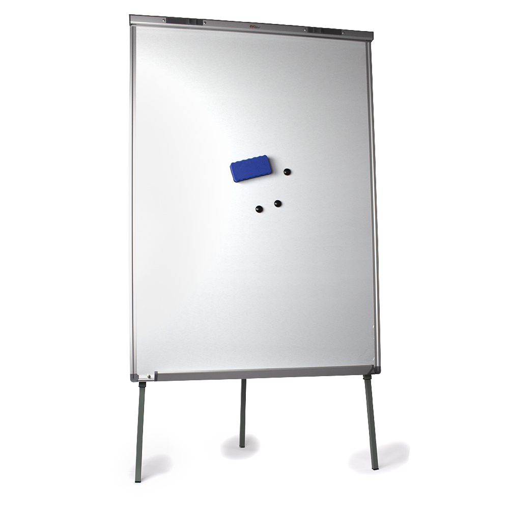 Flipchart magnetic, rama aluminiu, prindere cu clema rabatabila, trepied 70*100 cm EVOffice